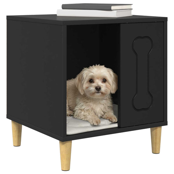 Schwarze Hundehütte aus Holzwerkstoff, 44 cm