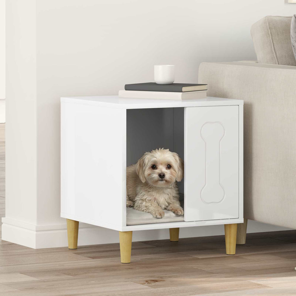 Weiße Hundehütte aus Holzwerkstoff