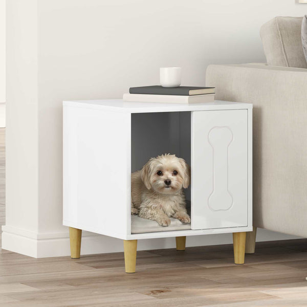 Weiße Hundehütte aus Holzwerkstoff