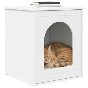 Weißes Katzenhaus aus Holzwerkstoff