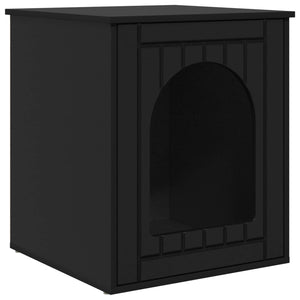 Schwarzes Katzenhaus aus Holzwerkstoff