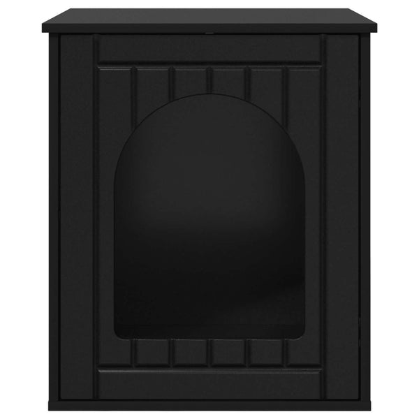 Schwarzes Katzenhaus aus Holzwerkstoff