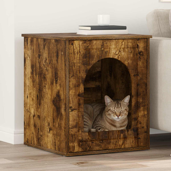 Katzenhaus Geräucherte Eiche Holzwerkstoff