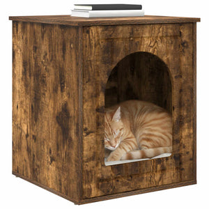 Katzenhaus Geräucherte Eiche Holzwerkstoff