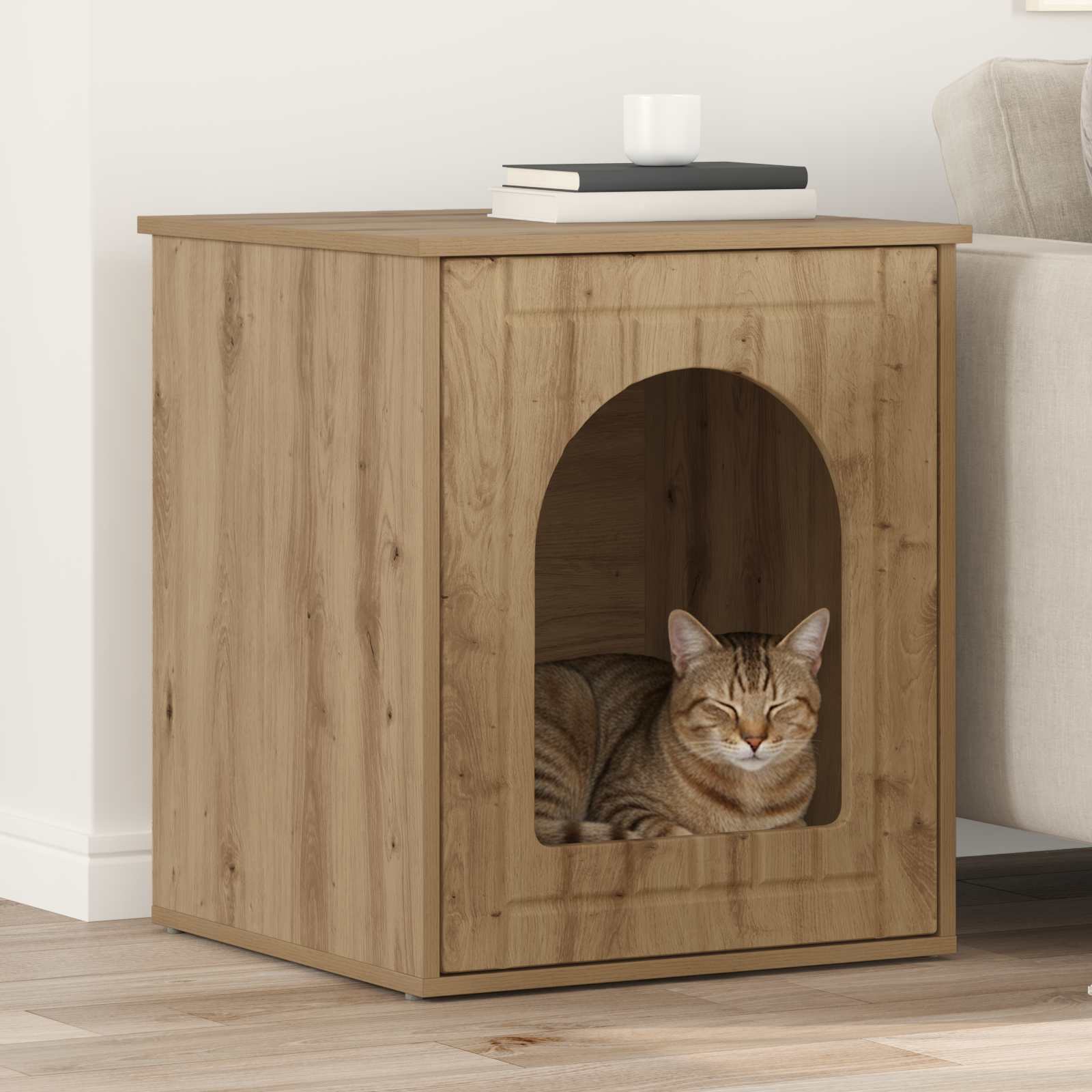 Katzenhaus Eiche Optik 53x52x62cm