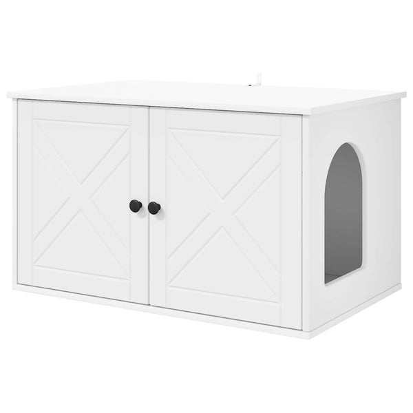 Weißes Katzenhaus aus Holzwerkstoff