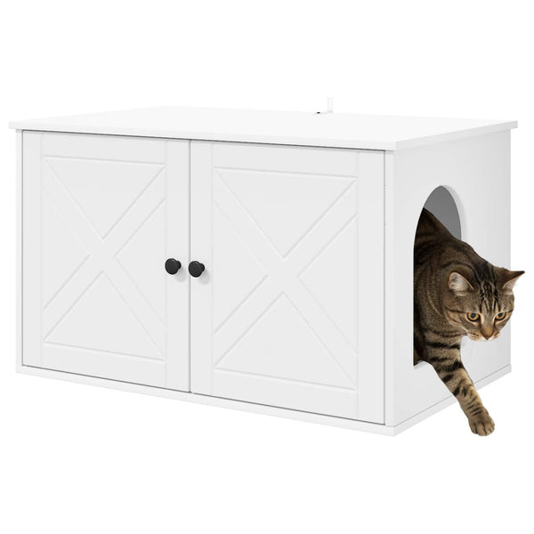 Weißes Katzenhaus aus Holzwerkstoff