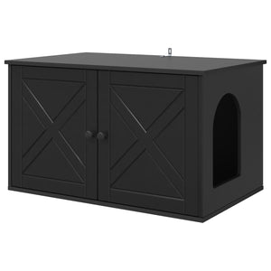 Schwarzes Katzenhaus aus Holzwerkstoff