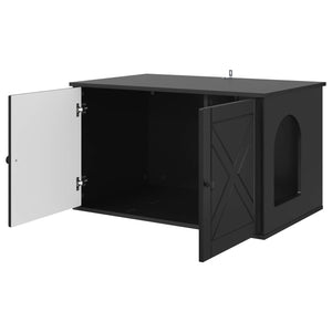 Schwarzes Katzenhaus aus Holzwerkstoff