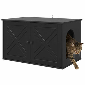 Schwarzes Katzenhaus aus Holzwerkstoff