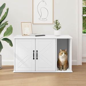 Weißes Katzenhaus aus Holzwerkstoff