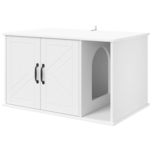 Weißes Katzenhaus aus Holzwerkstoff