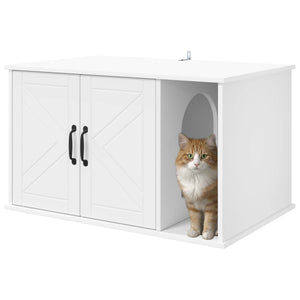 Weißes Katzenhaus aus Holzwerkstoff