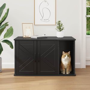 Schwarzes Katzenhaus aus Holzwerkstoff