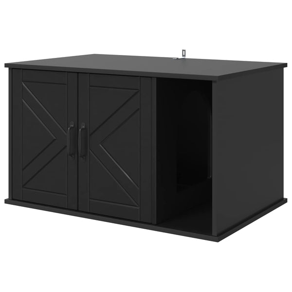 Schwarzes Katzenhaus aus Holzwerkstoff