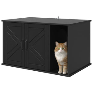 Schwarzes Katzenhaus aus Holzwerkstoff