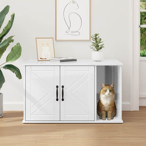 Weißes Katzenhaus aus Holzwerkstoff, 85 cm