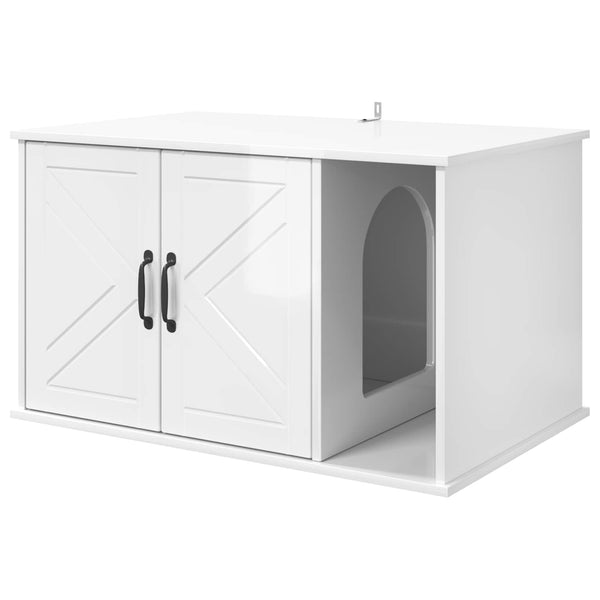 Weißes Katzenhaus aus Holzwerkstoff, 85 cm
