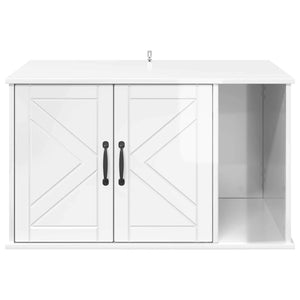 Weißes Katzenhaus aus Holzwerkstoff, 85 cm