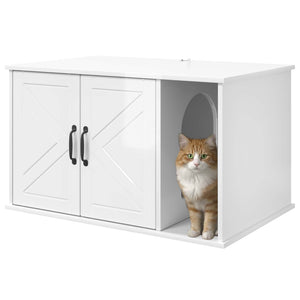 Weißes Katzenhaus aus Holzwerkstoff, 85 cm
