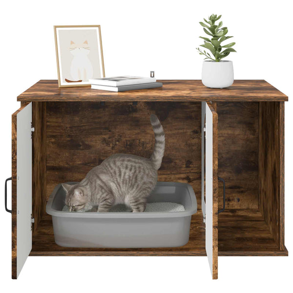 Katzenhaus Geräucherte Eiche 85cm