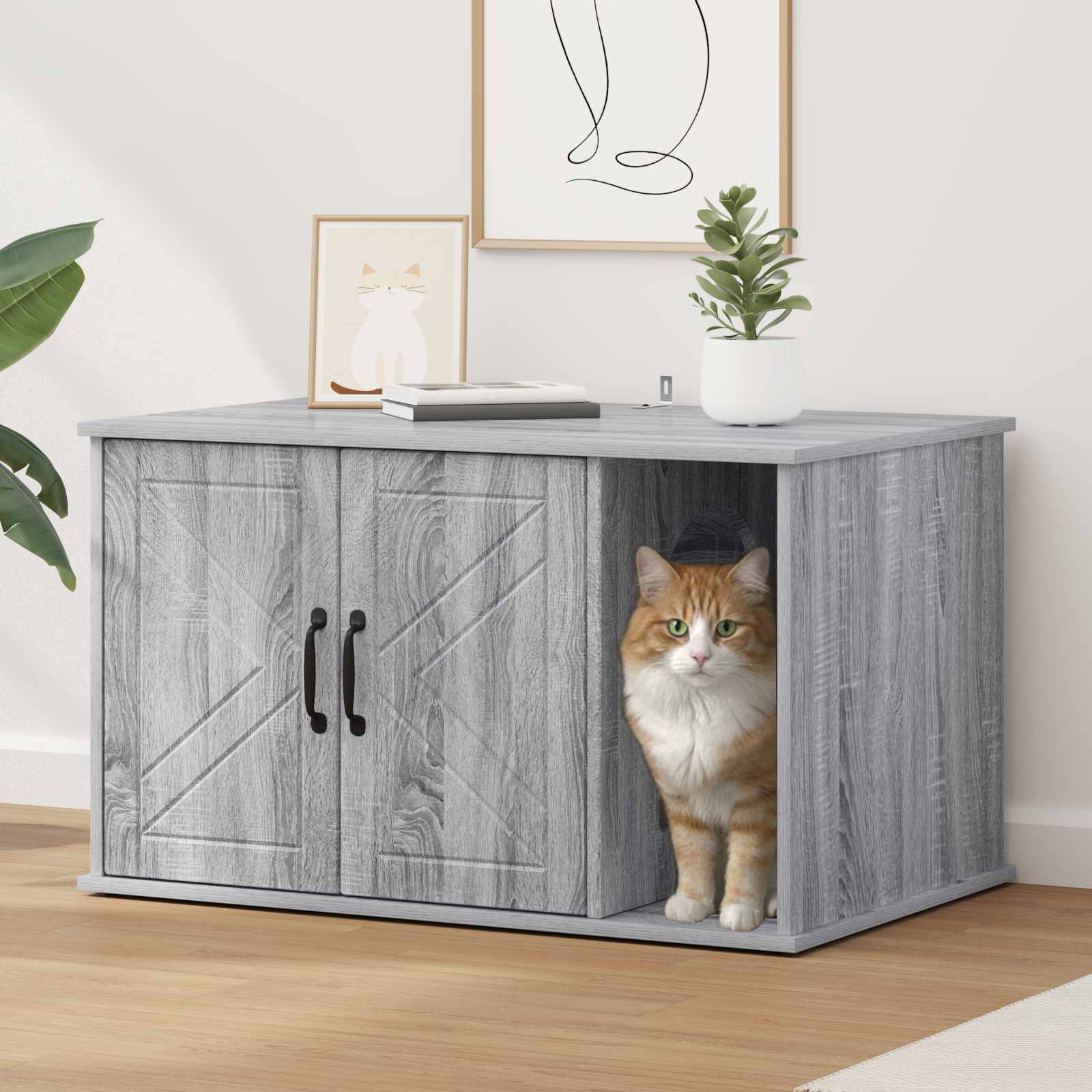 Graues Katzenhaus Sonoma, 85 cm