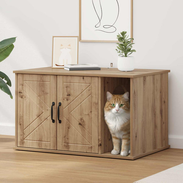 Katzenhaus Eiche Holzwerkstoff 85x55x50cm