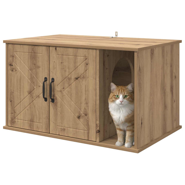 Katzenhaus Eiche Holzwerkstoff 85x55x50cm