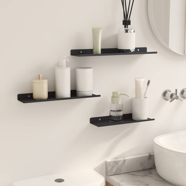 Schwebendes Regal 3er Set Schwarz Stahl