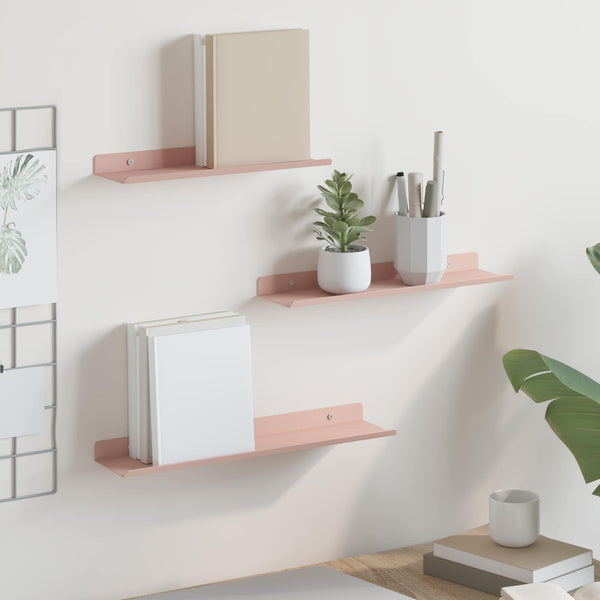 Schwebendes Wandregal, 3er Set, Rosa