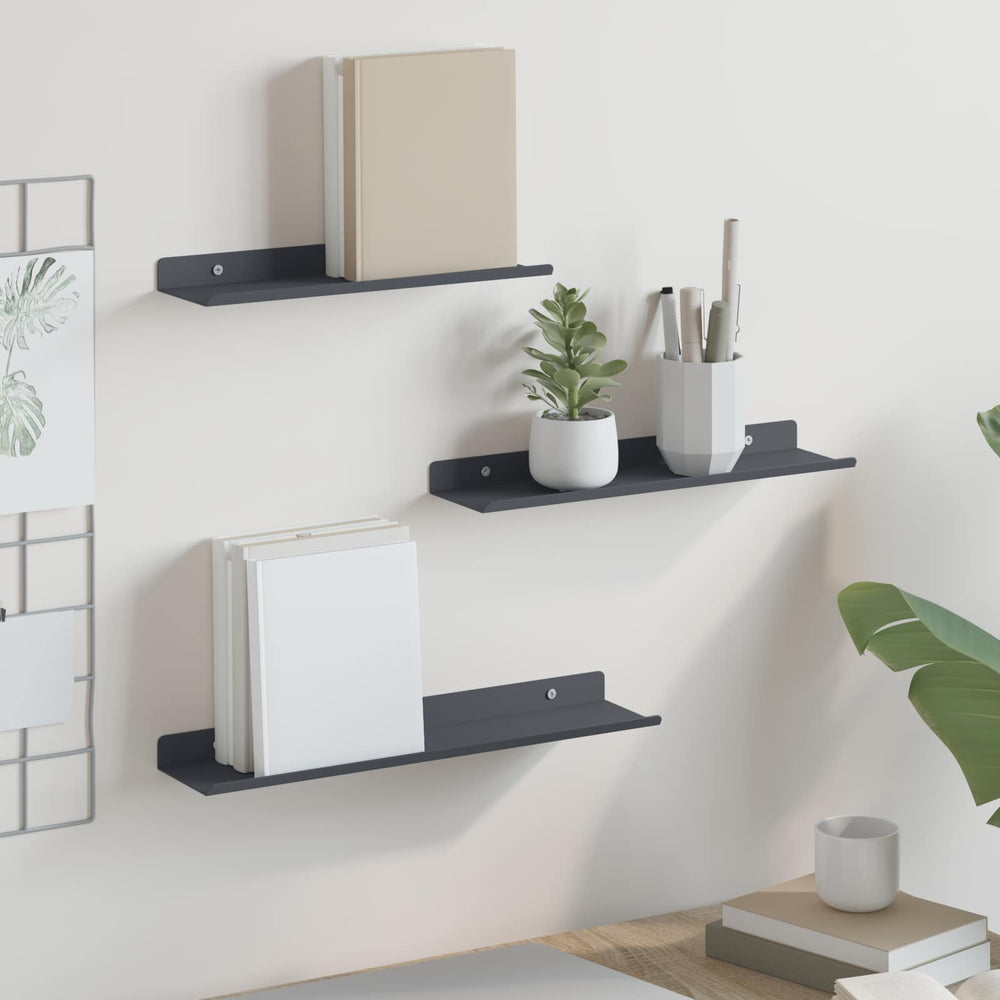 vidaXL Étagère flottante 3 pcs Anthracite 40 x 9 x 2,5 cm Acier