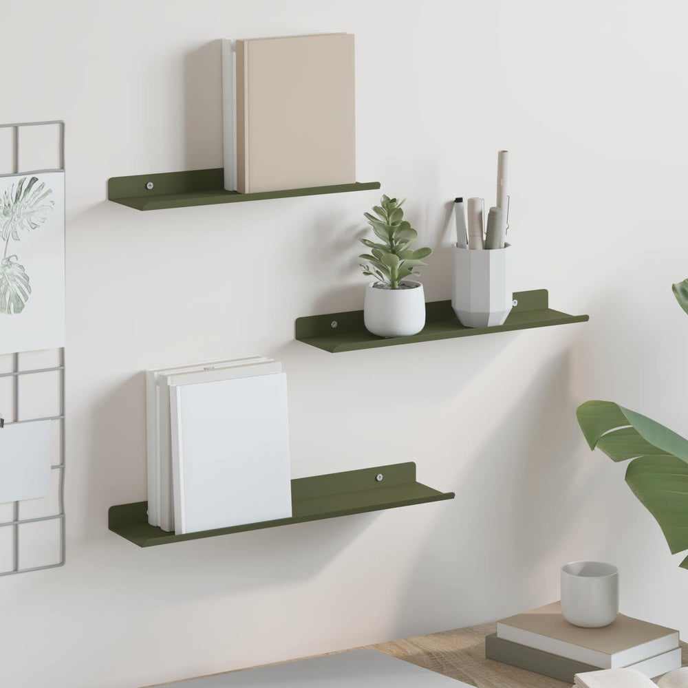 vidaXL Étagère flottante 3 pcs Vert Olive 40 x 9 x 2,5 cm Acier