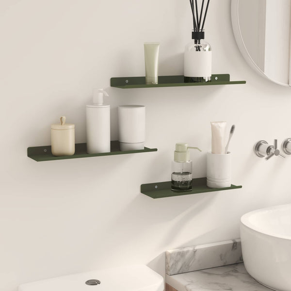 Schwebendes Regal Olive Grün 3er Set