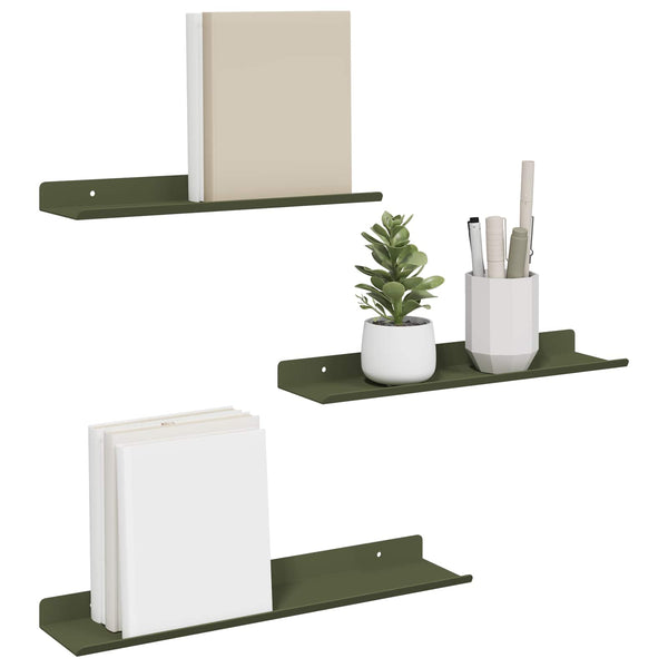 Schwebendes Regal Olive Grün 3er Set