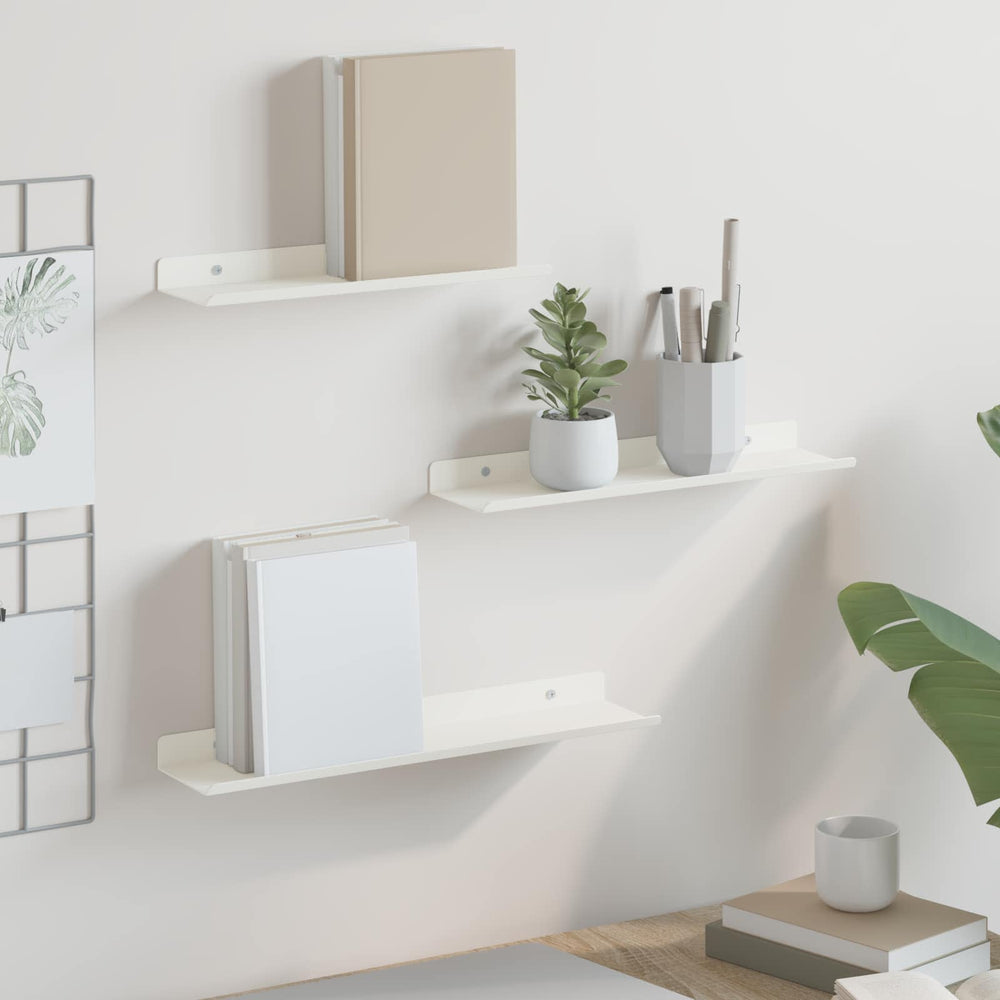 vidaXL Étagères murales flottantes 3 pcs Blanc 40 x 9 x 2,5 cm Acier