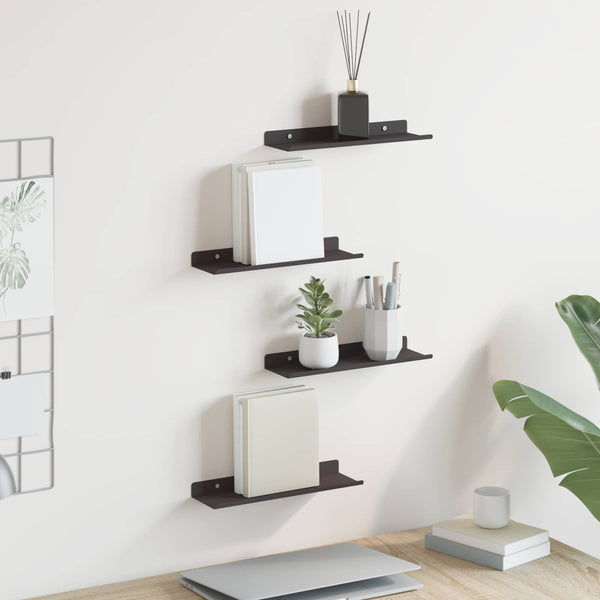 Schwebendes Regal Schwarz 4er Set