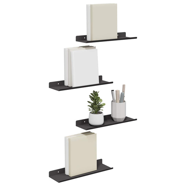 Schwebendes Regal Schwarz 4er Set