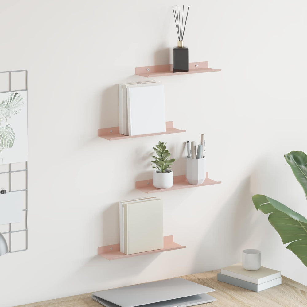 vidaXL Étagère murale flottante 4 pcs Rose 30 x 9 x 2,5 cm Acier