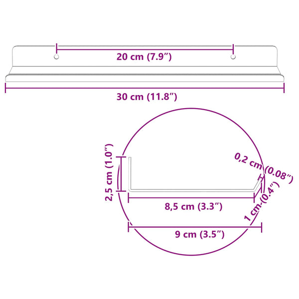 Schwebendes Wandregal, 4er Set, Rosa