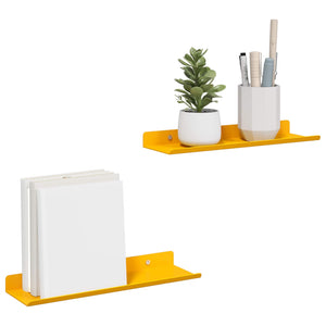 Schwebendes Regal Senfgelb, 2er Set