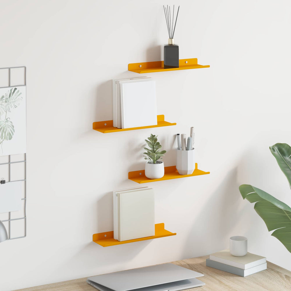 vidaXL Étagère murale flottante 4 pcs Jaune moutarde 30 x 9 x 2,5 cm Acier