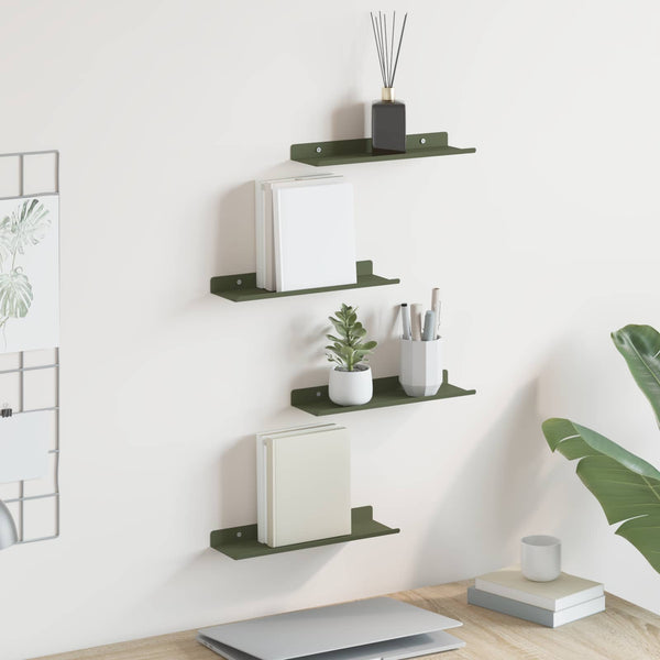 Schwebendes Regal Olive Grün 4er-Set