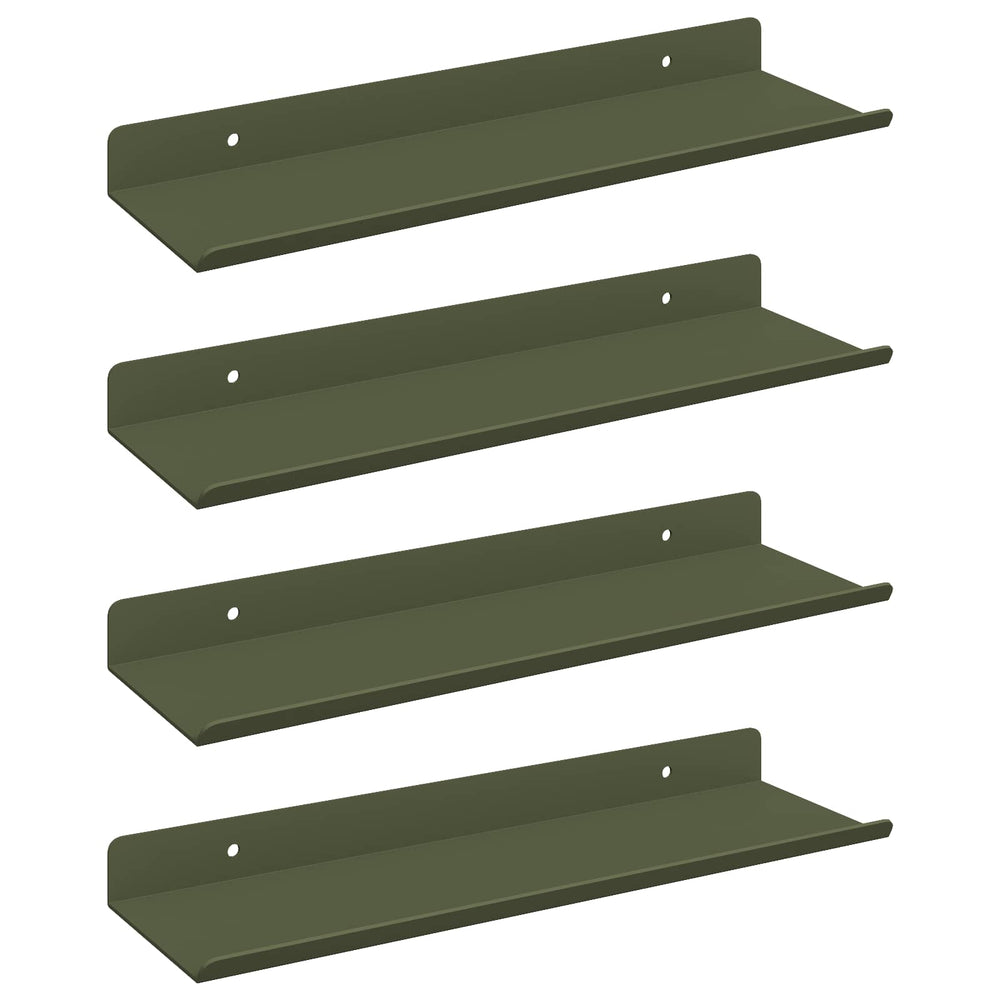 vidaXL Étagère murale flottante 4 pcs Vert olive 30 x 9 x 2,5 cm Acier