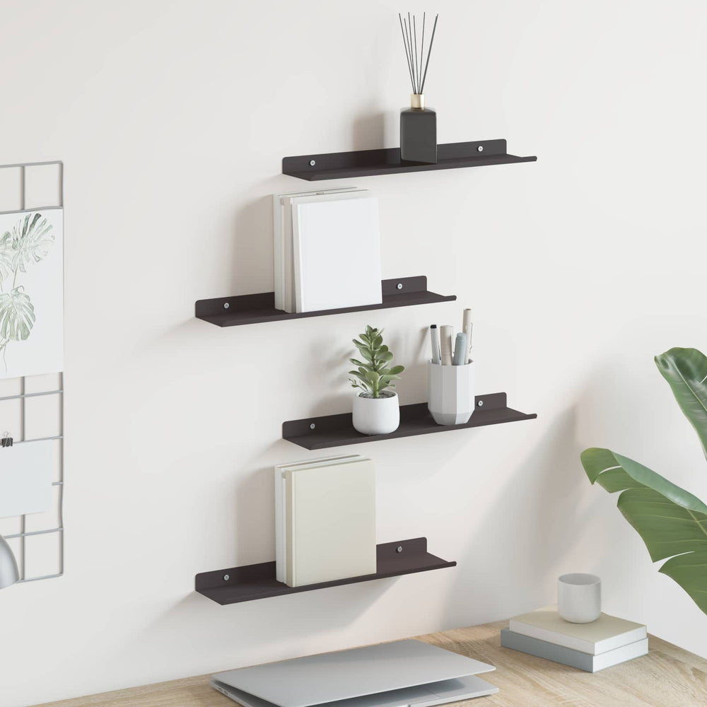 vidaXL Étagère flottante 4 pcs Noir 40 x 8,5 x 2,5 cm Acier