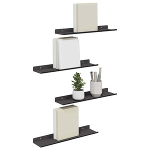 Schwebendes Regal, 4er Set, Schwarz, 40cm