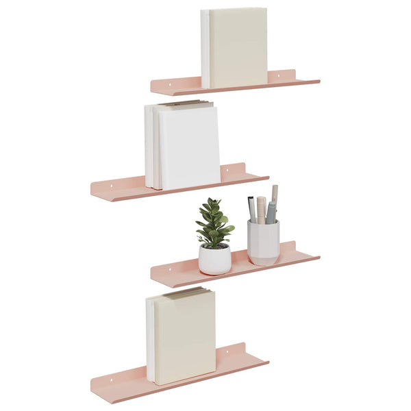 Schwebendes Regal 4er Set Rosa Stahl