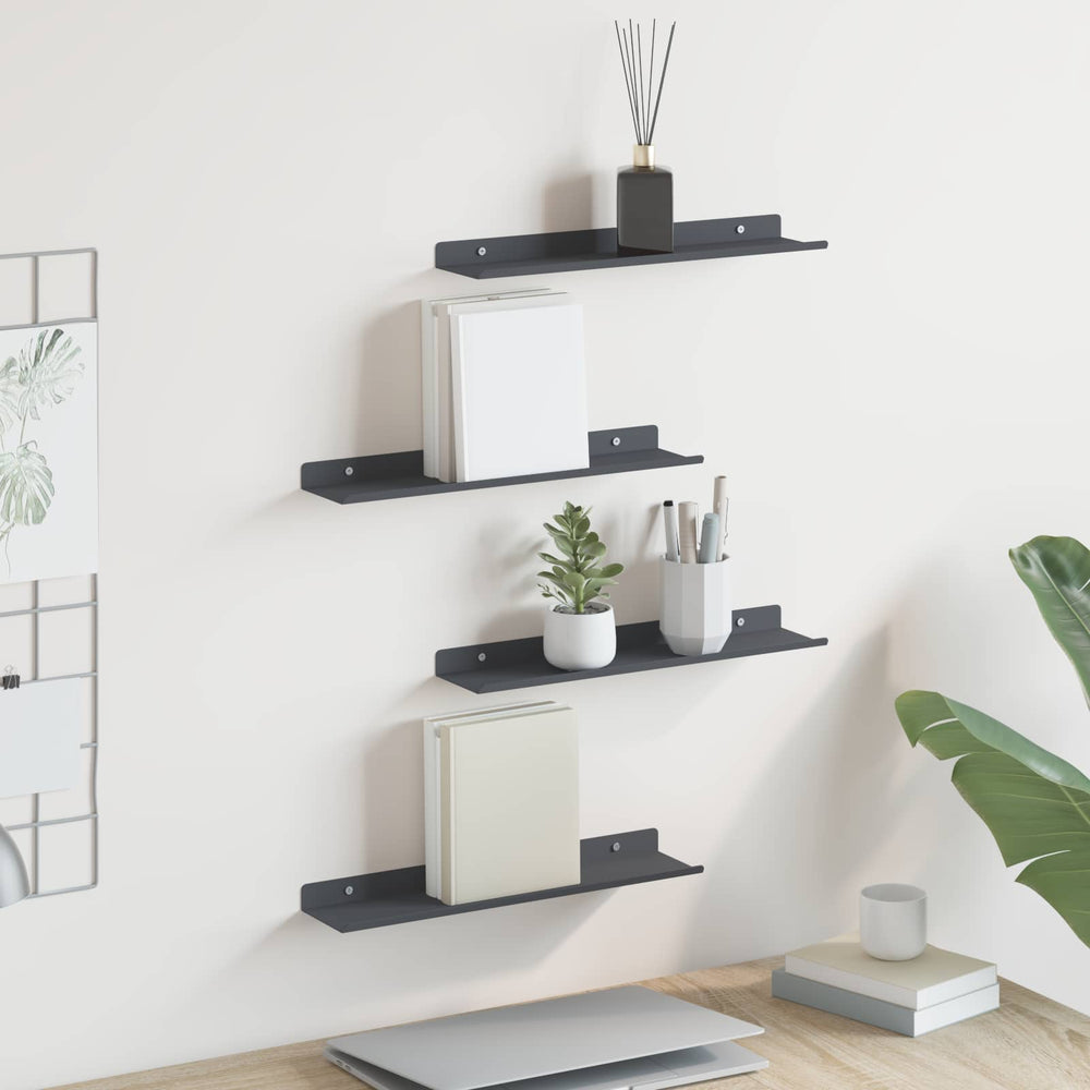 vidaXL Étagère flottante 4 pcs Anthracite 40 x 8,5 x 2,5 cm Acier