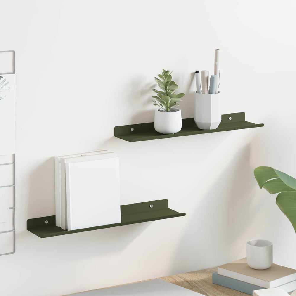 vidaXL Étagère flottante 2 pcs Vert olive 40 x 8,5 x 2,5 cm Acier
