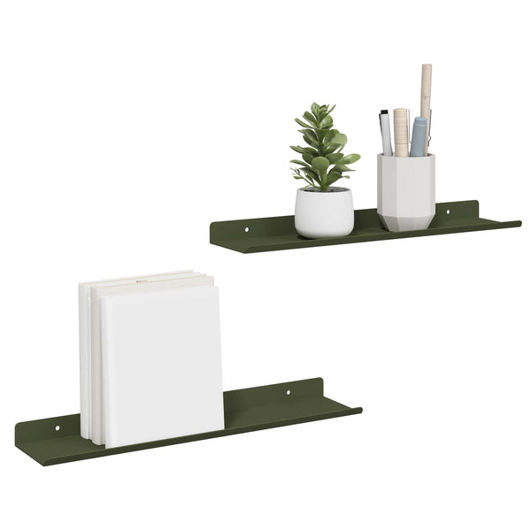 Schwebendes Regal Olive Grün 40cm, 2er-Set