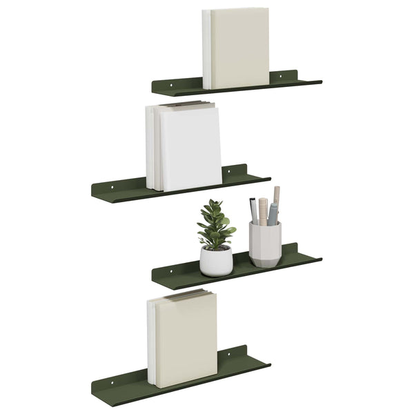 Schwebendes Regal Olive Grün 4er Set
